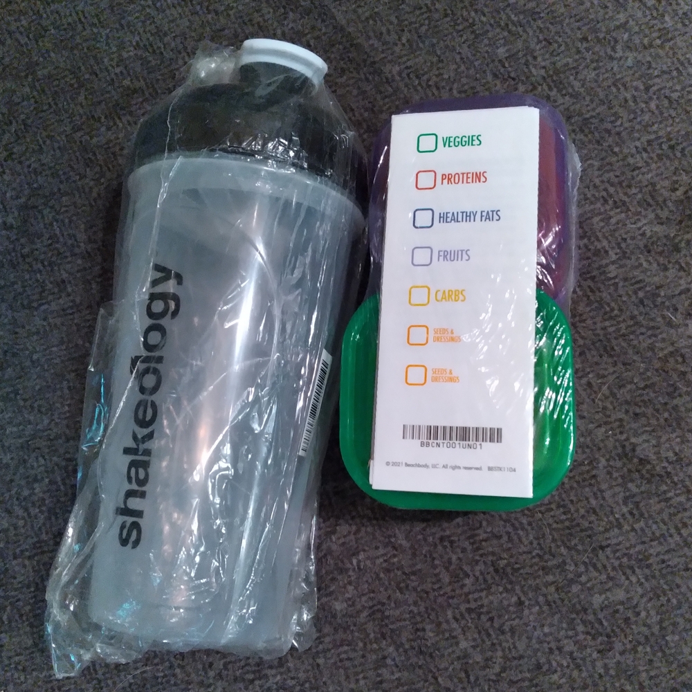 Beachbody Shaker Bottle with Colorful Food Storage Containers